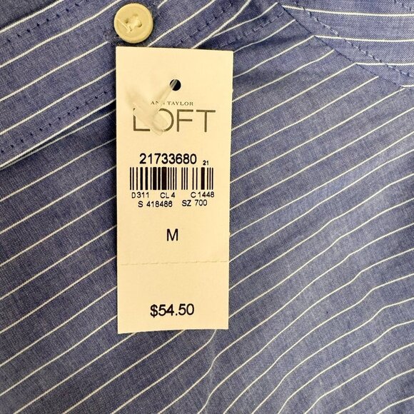 LOFT Ann Taylor The Softened Shirt Womens Medium Button Up Shirt Striped Cotton - Picture 6 of 7